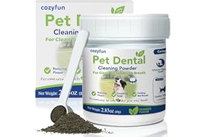 Cozyfun Dog Dental Powder - Dog Teeth Cleaning Powder - Dog Plaque and Tartar Remover - Dog Breath Freshener - All Natural Ingredient Dog Dental Care Supply, Formulated Dogs