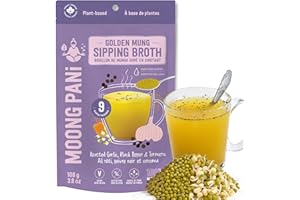 Moong Pani Whole Mung Sipping Broth Powder Roasted Garlic Black Pepper Turmeric | Plant Protein Vegan Bone Broth Alternative 