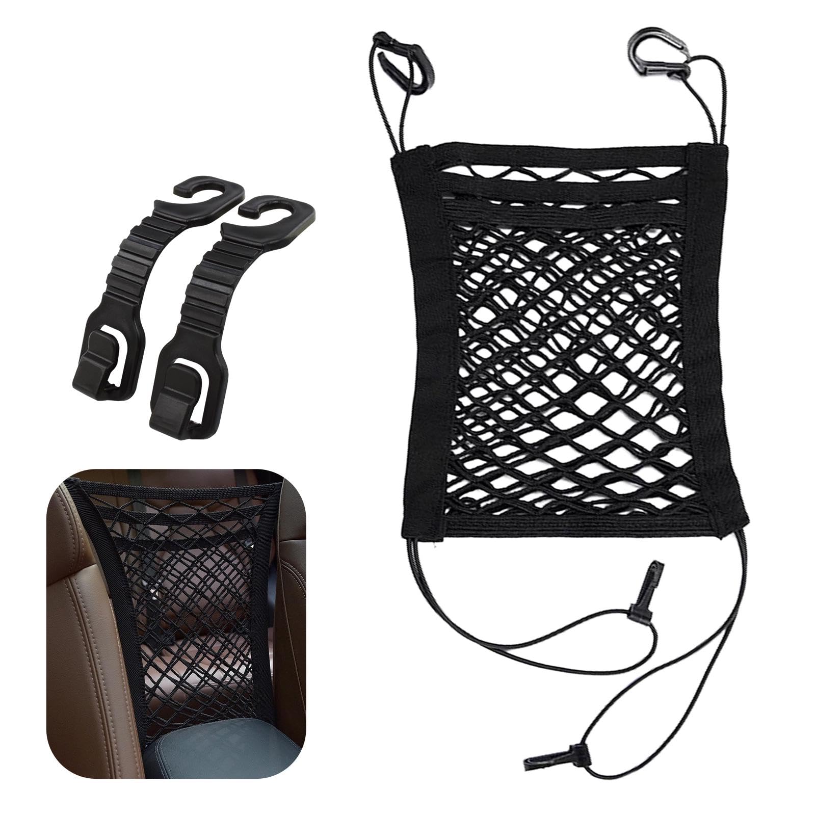 Garzire Universal Car Dog Guard for Dogs, 3 Layer Four Sided Elasticity Net Barrier, Safe Driving, Multi-purpose Organizer, Black, 48" L x 120cm W