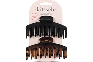 Kitsch Large Hair Clips For Women - Durable Recycled Plastic Claw Clips for Styling & Updos | Secure All-Day Hold, Comfortable Fit - Black & Tortoise | Ideal Gifts for Women, 2pcs
