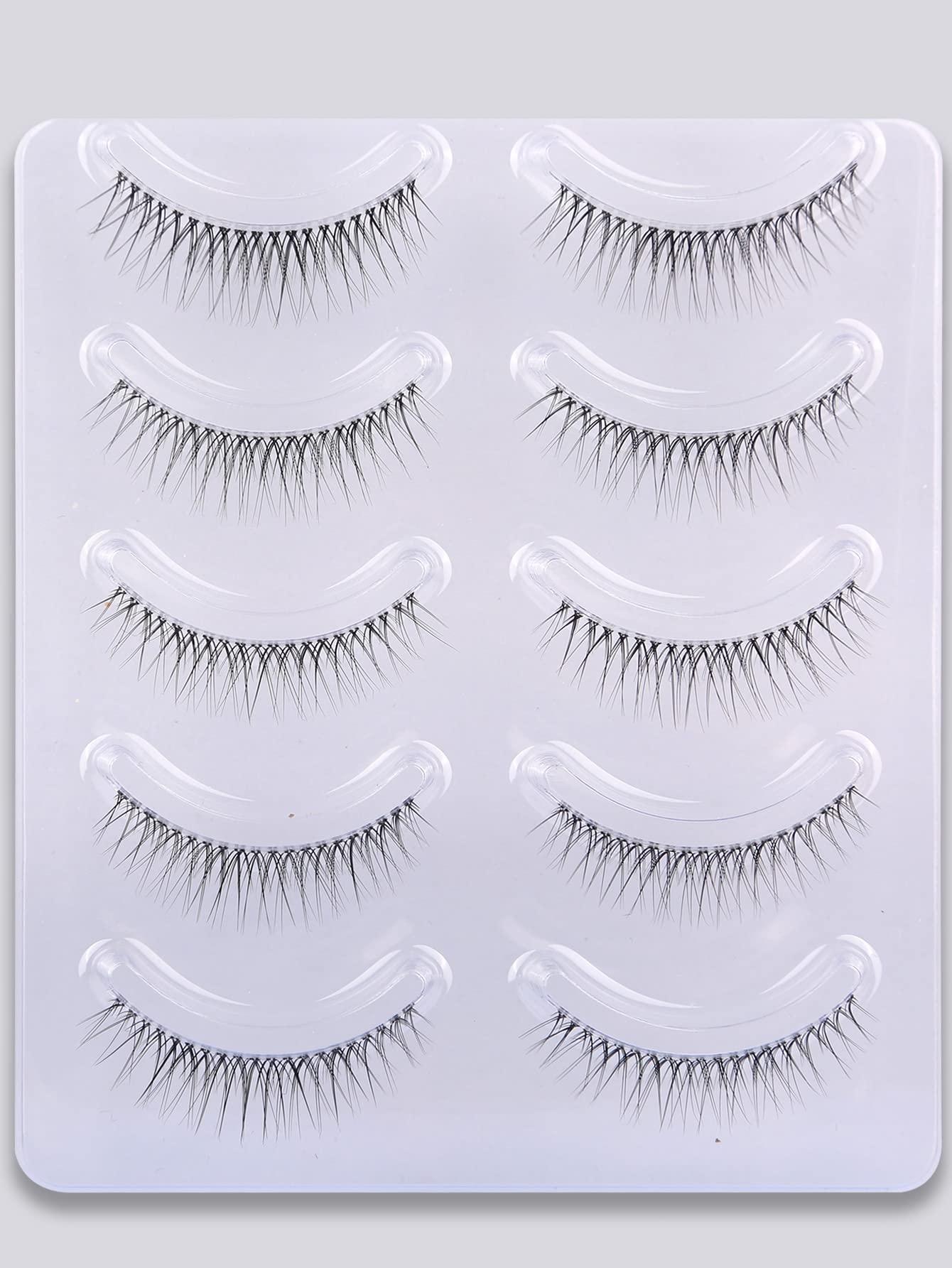 GMAGICTOBO Natural Lashes Short Clear Band False Eyelashes Light Volume Lashes Pack Soft Strip Fake Eye Lashes 5 Pairs Multipack