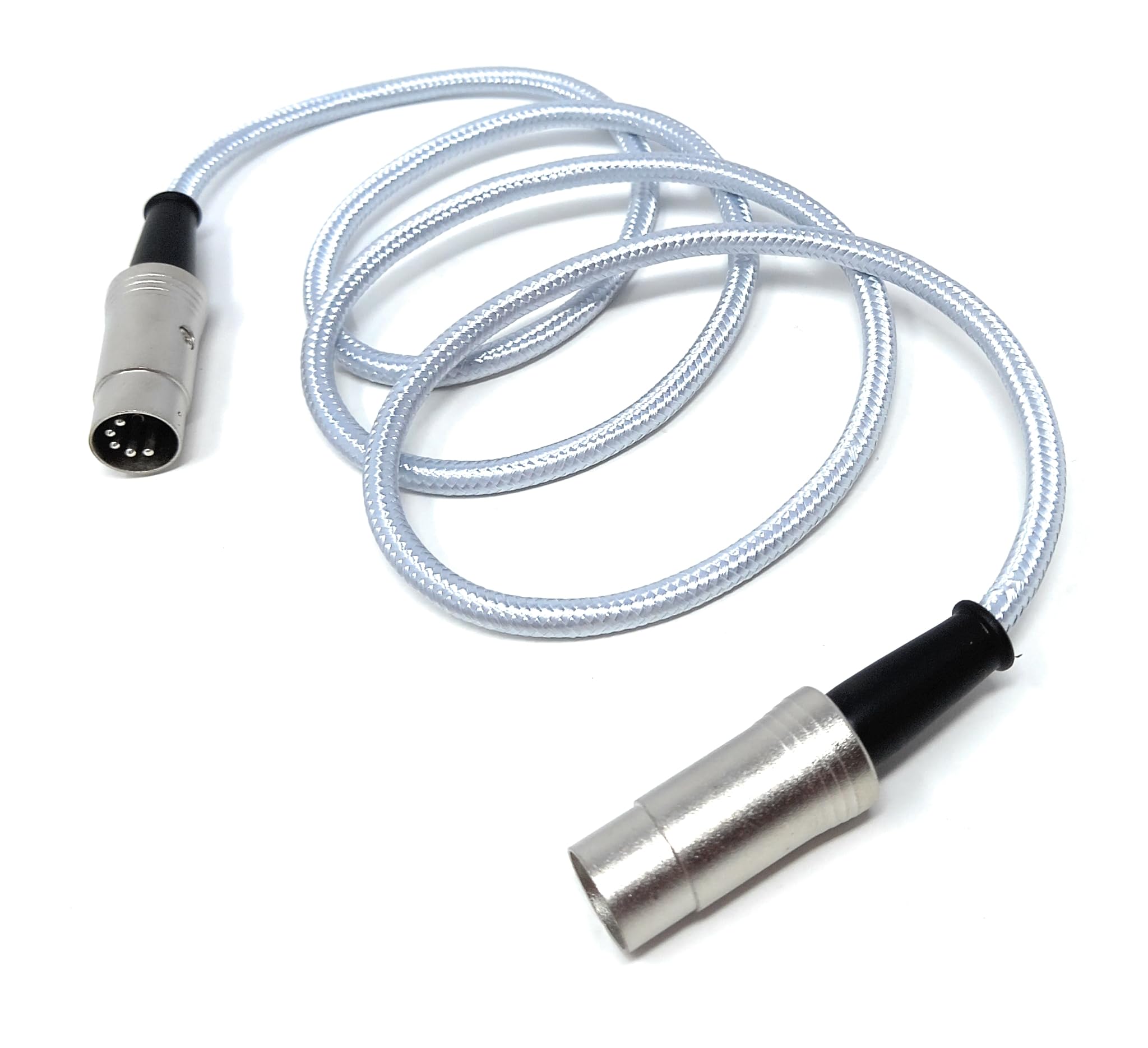 DRUT 1m MIDI 5 Pin DIN Braided Screened Shielded Fully Wired Cable Lead for Midi Audio Equipment, White 3.3ft