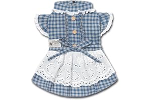 Touchdog 'I love Poochi' Classical Fashion Plaid Dog Dress, Medium, Blue