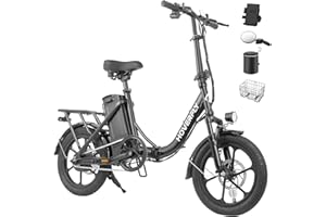 HOVERFLY H3 16" Electric Bike, Max 28Miles Range(Pedal-Assist) Folding E-Bike with Removable Battery, Front Suspension and Commuter Electric Bicycle Adults