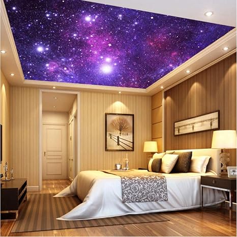 Amazon Hershop カスタム写真の壁紙3dスター天井壁紙寝室ktvホテルカフェテーマ大壁画壁紙壁画 壁紙