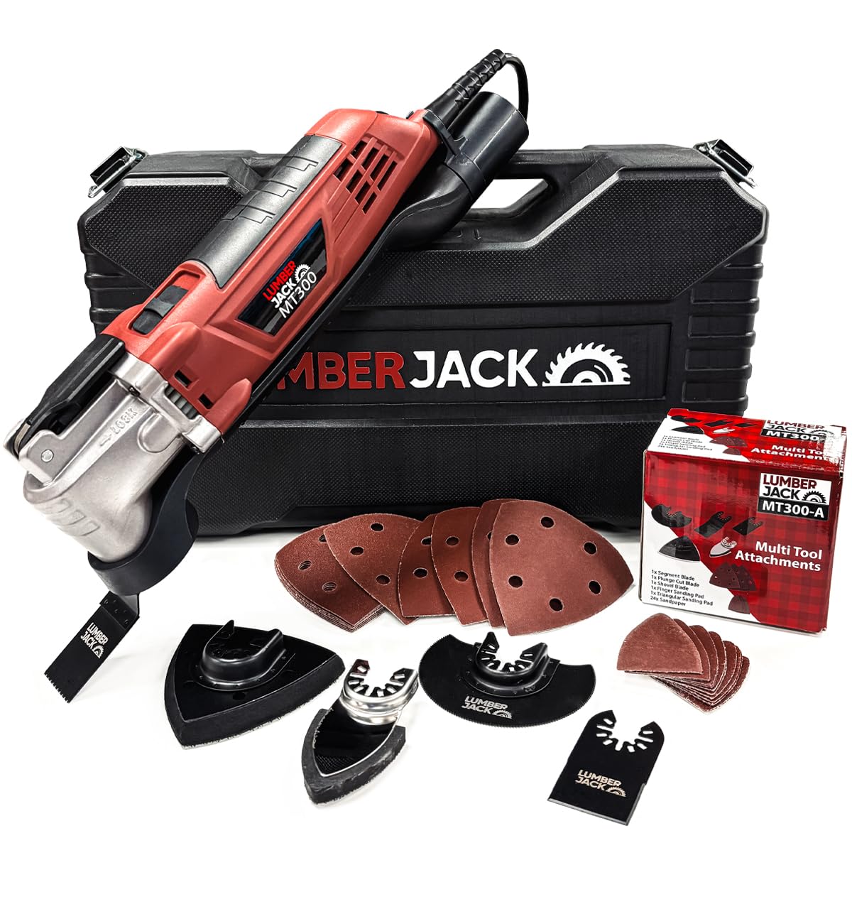LUMBER JACK Oscillating Multi Tool 300W 240V Includes 29 Accessories for Wood Metal Sander Scraper