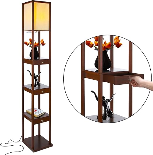 Brightech Maxwell Drawer Edition Shelf Led Floor Lamp