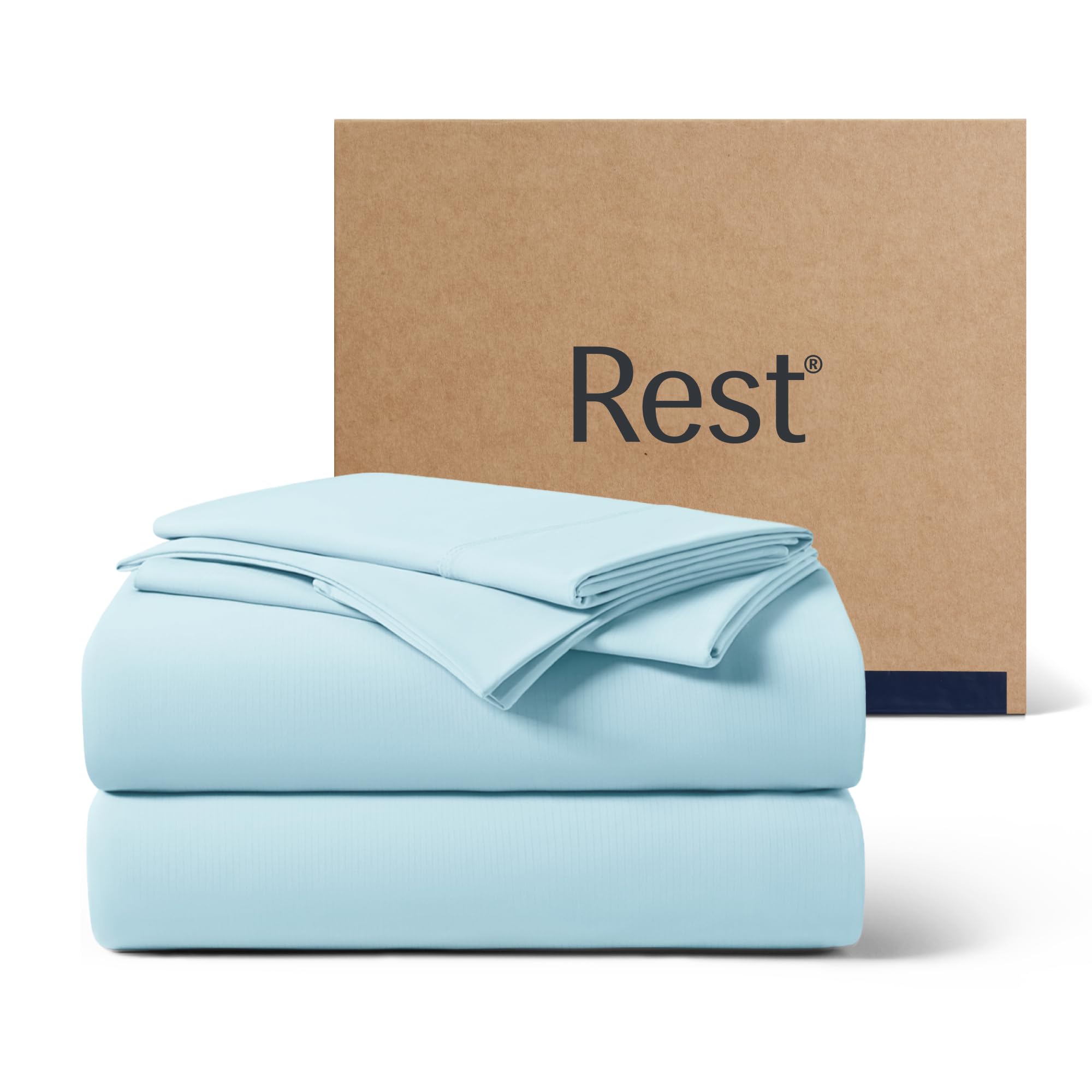 Photo 1 of REST® Evercool®+ Cooling Sheet Set, King Size, Light Blue, Breathable Bed Sheets for Hot Sleeper and Night Sweats, with Pillowcases, with Ionic+ Self-Cleaning Silver Yarn for Sensitive Skin, 4PCS