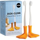 OTOTO Duck Toothbrush Holder Set - 2 Pack - Bathroom Organizer, Funny White Elephant Gifts for Kids - Pencil Holder, Brush Holder (Duck-Clean)