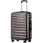 Coolife Carry On Luggage Airline Approved with Spinner Wheels, Hard Shell Suitcase TSA Lock Lightweight Travel Luggage 20-inch,Gray