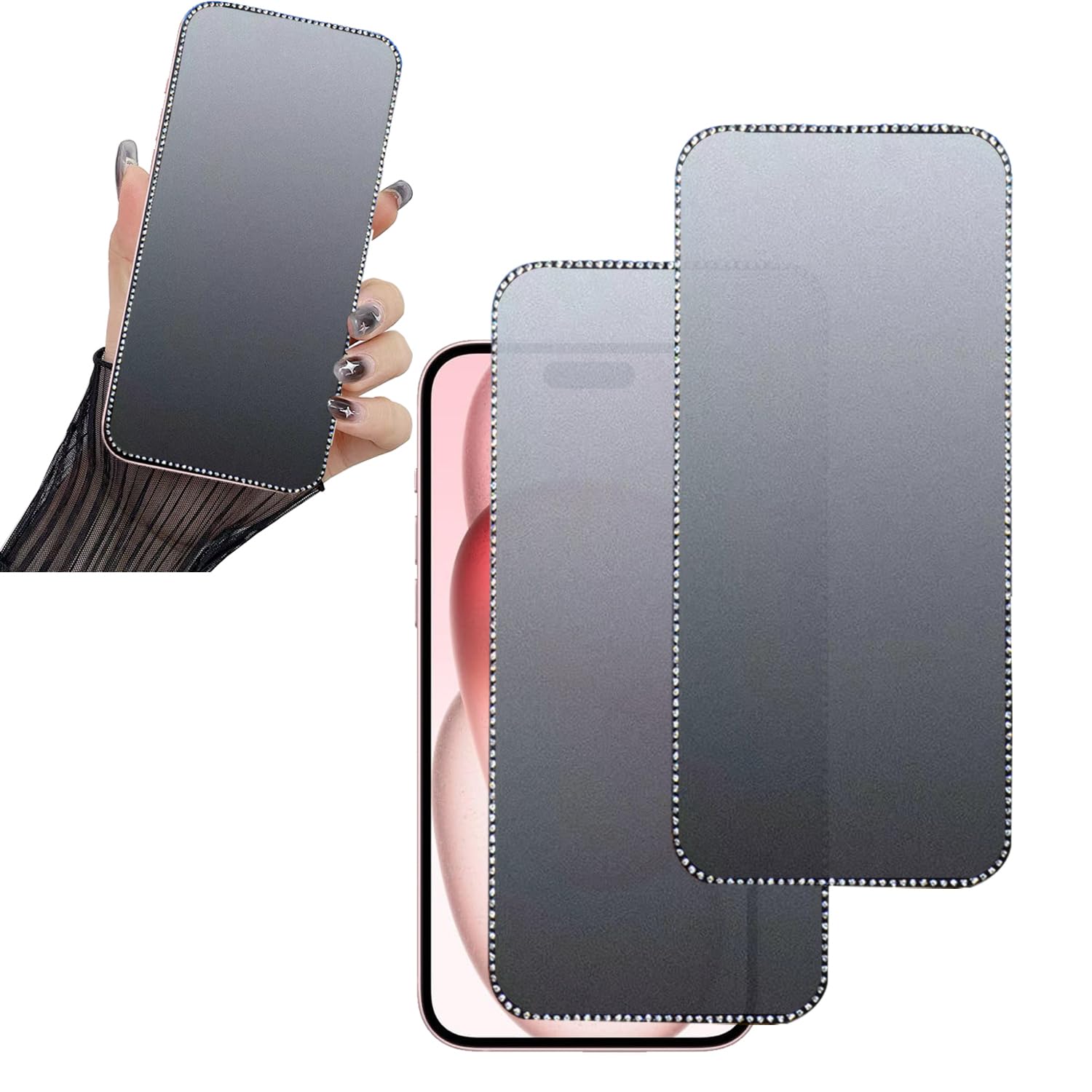 2PCS Glitter Matte Screen Protector suit for iPhone 12/ iPhone 12 Pro,Diamond Bling Shiny Sparkling Tempered Glass Suit for iPhone 12/ iPhone 12 Pro 6.1inch