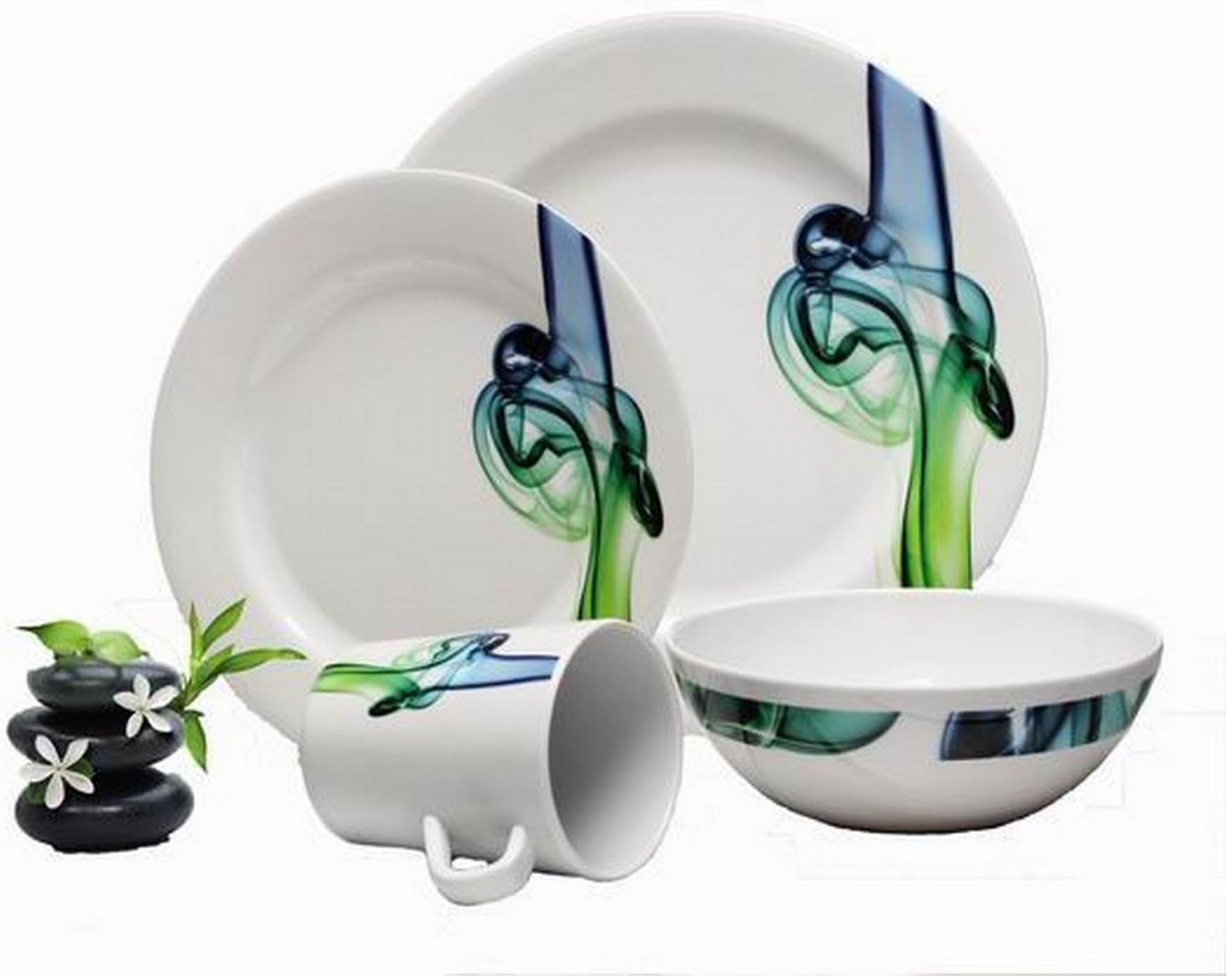 Reimo Lucca Melamine Dinner Set (16 Piece) (One Size) (White/Blue/Green)