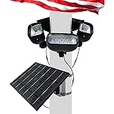 Solar Flag Pole Light for 15-40ft Flagpole, 5 Super-Spotlights | 12000 MAH, Adjustable Clamps Fits 2-6'' Diameter Inground Flag Poles Coverage, Light Up American Flag Outdoor from Dusk to Dawn