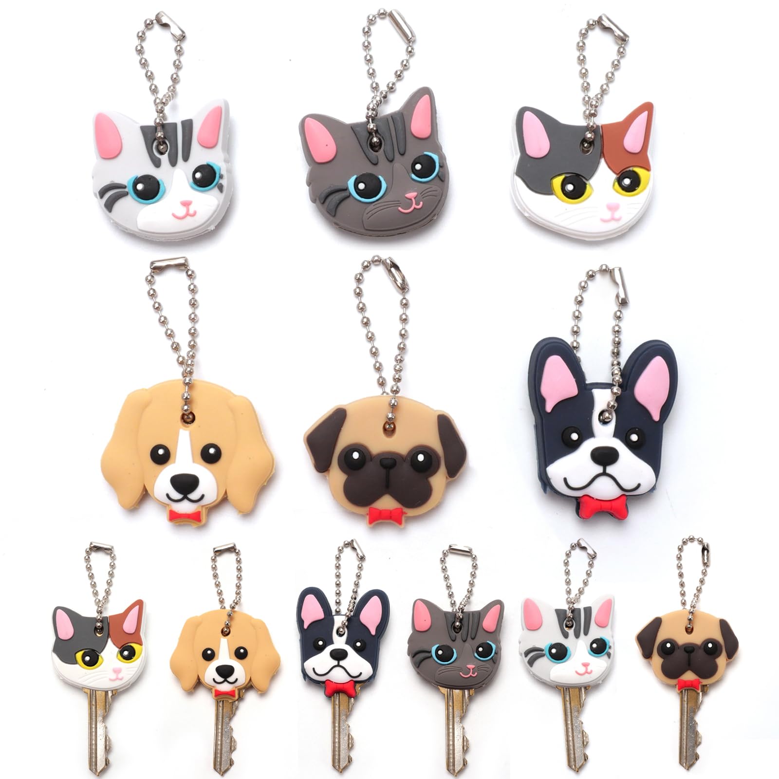 BERRYLION Key Caps Covers, 6 Pcs Flexible Key Caps, Cute Cartoon Key Covers Caps, Fits Most Standard Keys Made for Easy Identifying Door Keys