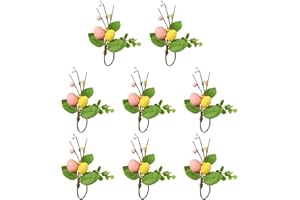 Betoom Easter Napkin Rings, Handmade Spring Egg Festival Napkin Rings, Pastel Eggs Napkin Ring Holders for Easter Dinner, Wed