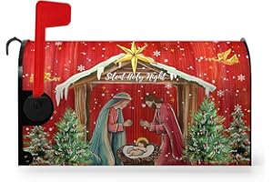 Dacawin Christmas Mailbox Cover Holy Night Nativity Magnetic Mailbox Covers Religious Xmas Jesus Nativity Scene Decorative Post Letter Box Wrap for Winter Holiday Outdoor Yard Decor 21 X 18 Inch