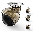 Ball casters 2 inch Without Brake, Antique Brass Casters, Vintage Furniture Wheels, Swivel Caster Set of 4 for Furniture, Sofa, Coffee Table, Cabinet, Kitchen Cart