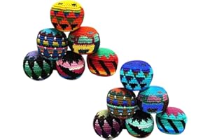 Mia Jewel Shop - Kick Ball Foot Bag | Assorted Crochet Hacky Sacks for Adults | Juggling Balls for Beginners | Punching Bag | Multicolored Geometric Pattern | Handmade Guatemalan Crafts