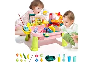 JEFLYM 2026 Upgraded Toddler Sand Water Table Toy with Electric Water Pump, Kids Sand Water with Faucet/Play Food Accessories/Fishing Toy, Kitchen Play Sink Toys for Girl Boy Age 3+ (Pink)