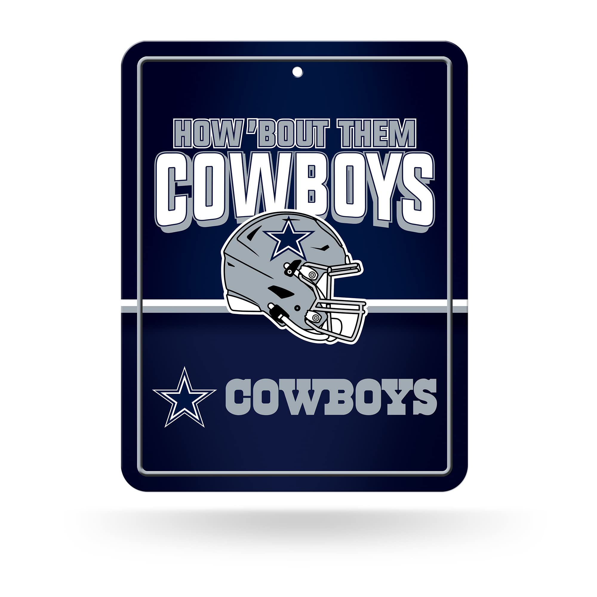 Photo 1 of Rico Industries NFL Football Dallas Cowboys Slogan 8.5" x 11" Carbon Fiber Metal Parking Sign - Great for Man Cave, Bed Room, Office, Home Décor,White