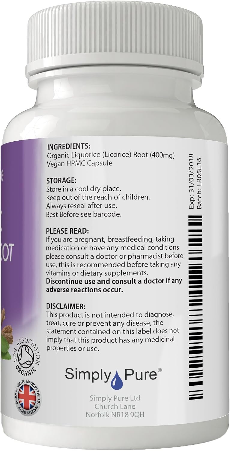 Simply Pure Organic Liquorice Root for Digestive Health, 90 count (Pack of 1) - Image 4