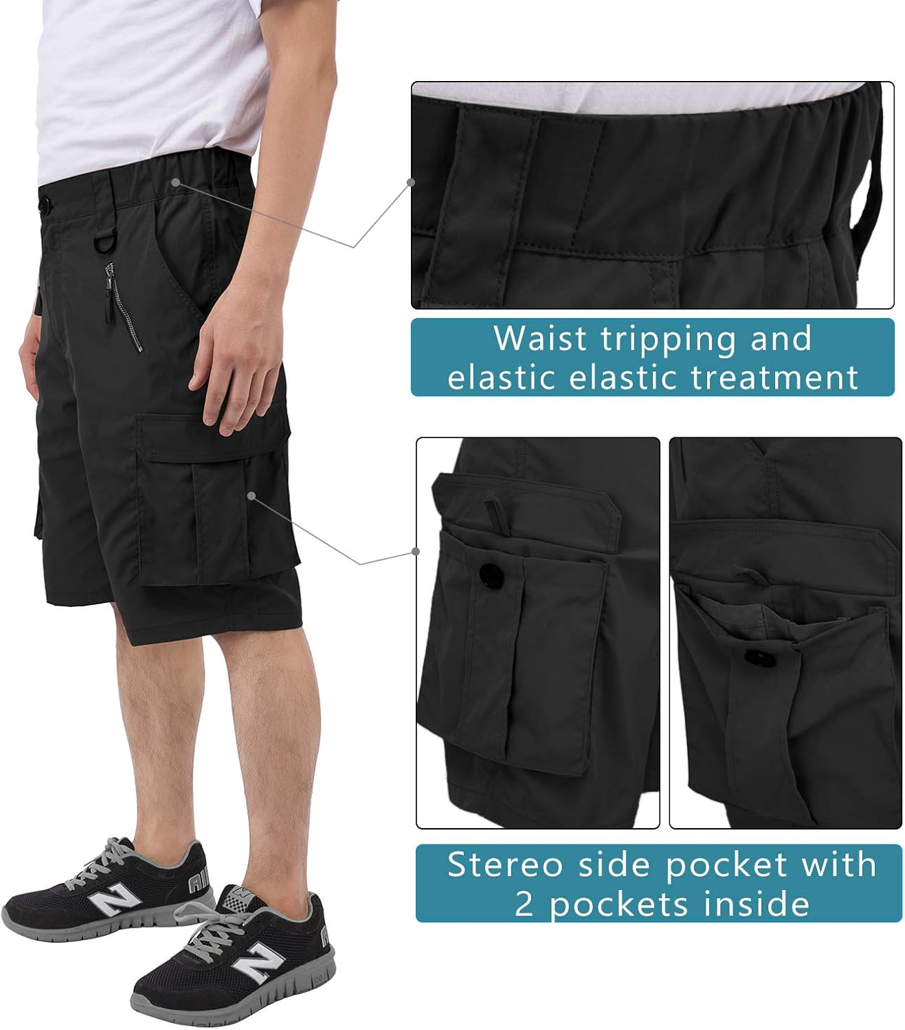 men's shorts with side elastic waistband