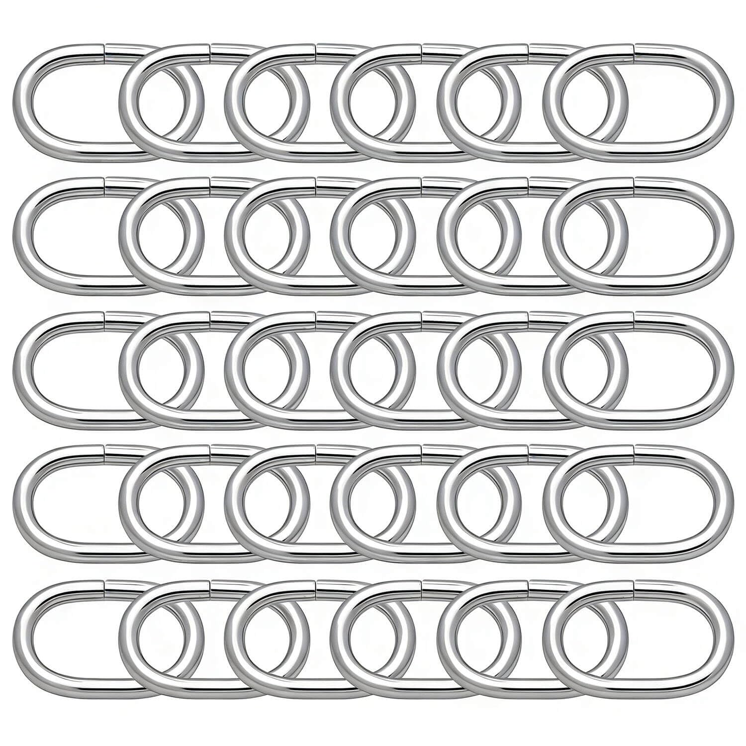 BIKICOCO 1'' Metal Oval Ring Buckle Loops Non Welded for Leather Purse Bags Handbag Straps, Silver - Pack of 30