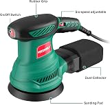 HYCHIKA Orbital Sander 300W 6 Speed 13000RPM 125mm 12 Sandpapers Dust Bag view 7