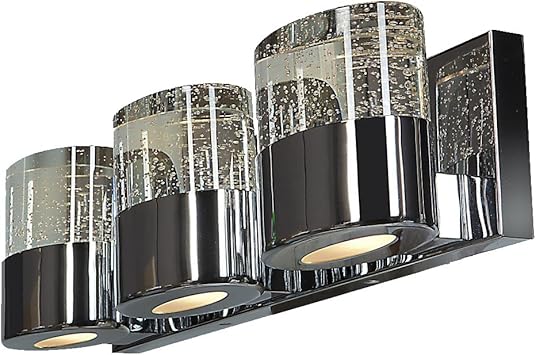Amazon Com Bubbles Solid Crystal 3 Light Vanity Opal Glass Downlight Chrome Finish Clear Glass Diffuser Home Improvement