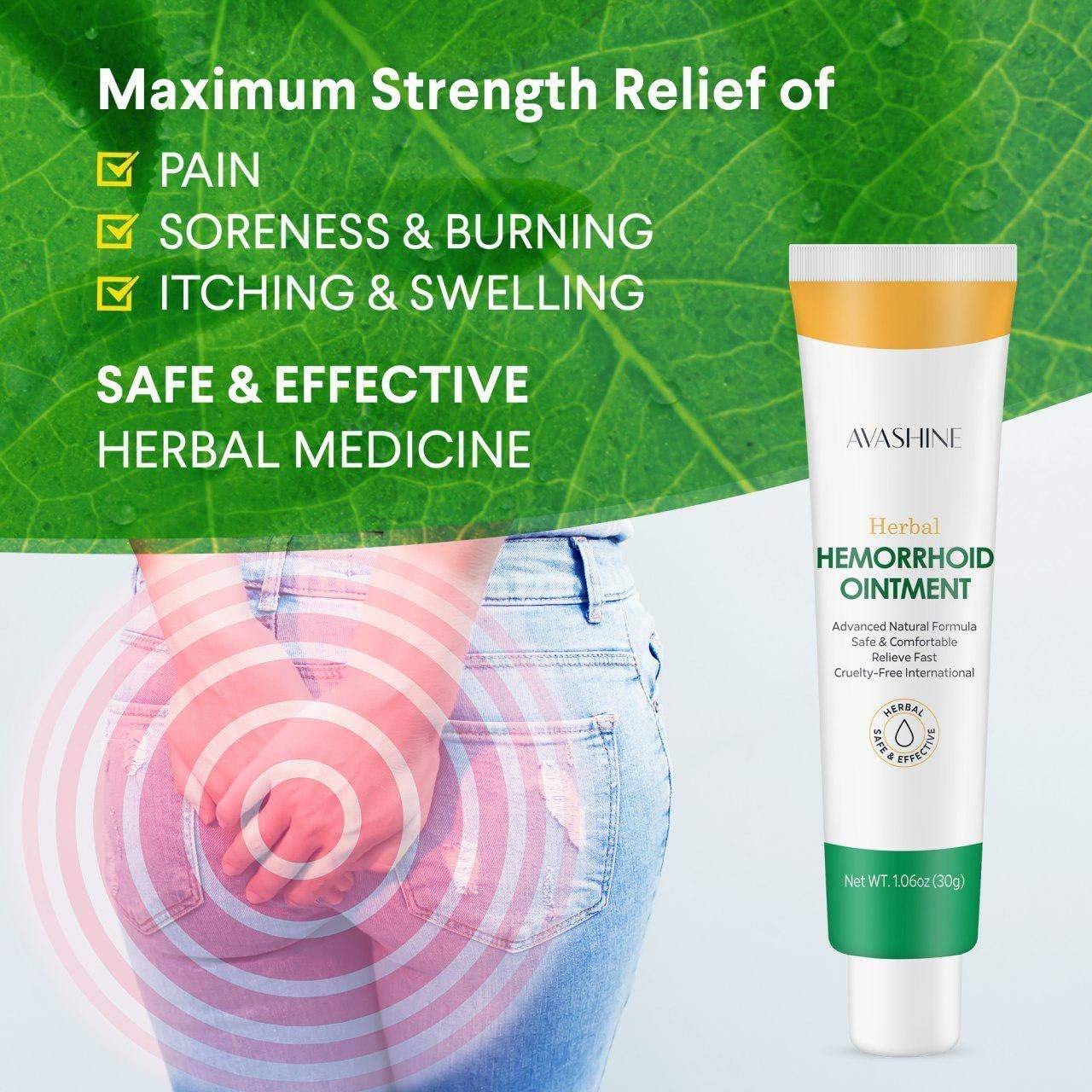 Chinese Herbal Hemorrhoid Cream Piles Treatment Ointment & Fissure Gel, MultiSymptom Itching