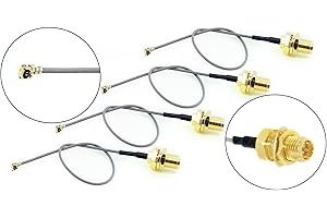 Pack of 4 RF U.FL(IPEX/IPX) Mini PCI to RP-SMA Female Pigtail Antenna Wi-Fi Low Loss Coaxial Cable 1.13mm (4 inches (10 cm))