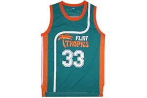 BOROLIN Mens Basketball Jersey #33 Jackie Moon Flint Tropics 90s Movie Shirts