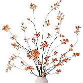 mizii Fall Decor 5pcs Artificial Greenery Stems 38in Realistic Faux Ficus Branches Long Stem with Leaves Fake Plants Branches Fall Decoration for Vase Table Centerpieces Home Indoor Decor (Fall)