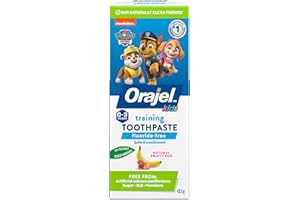 Orajel Kids Paw Patrol Fluoride-Free Training Toothpaste – Natural Fruity Fun Flavor, Pediatrician Recommended, Safe for Chil