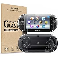 (4-Pack) 2 Front+2 Back Covers Screen Protectors for Sony Playstation Vita 2000, Akwox 9H Tempered Glass Front Screen Protect