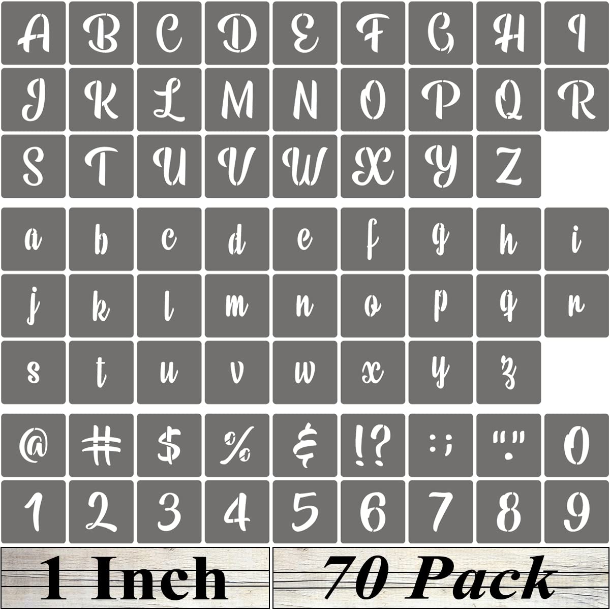Photo 1 of 1 Inch Alphabet Letter Stencils - 70 Pack Letter Number Stencil Templates with Signs for Painting on Wood, Reusable Calligraphy Letters and Numbers Stencils for Chalkboard Fabric Wood Signs