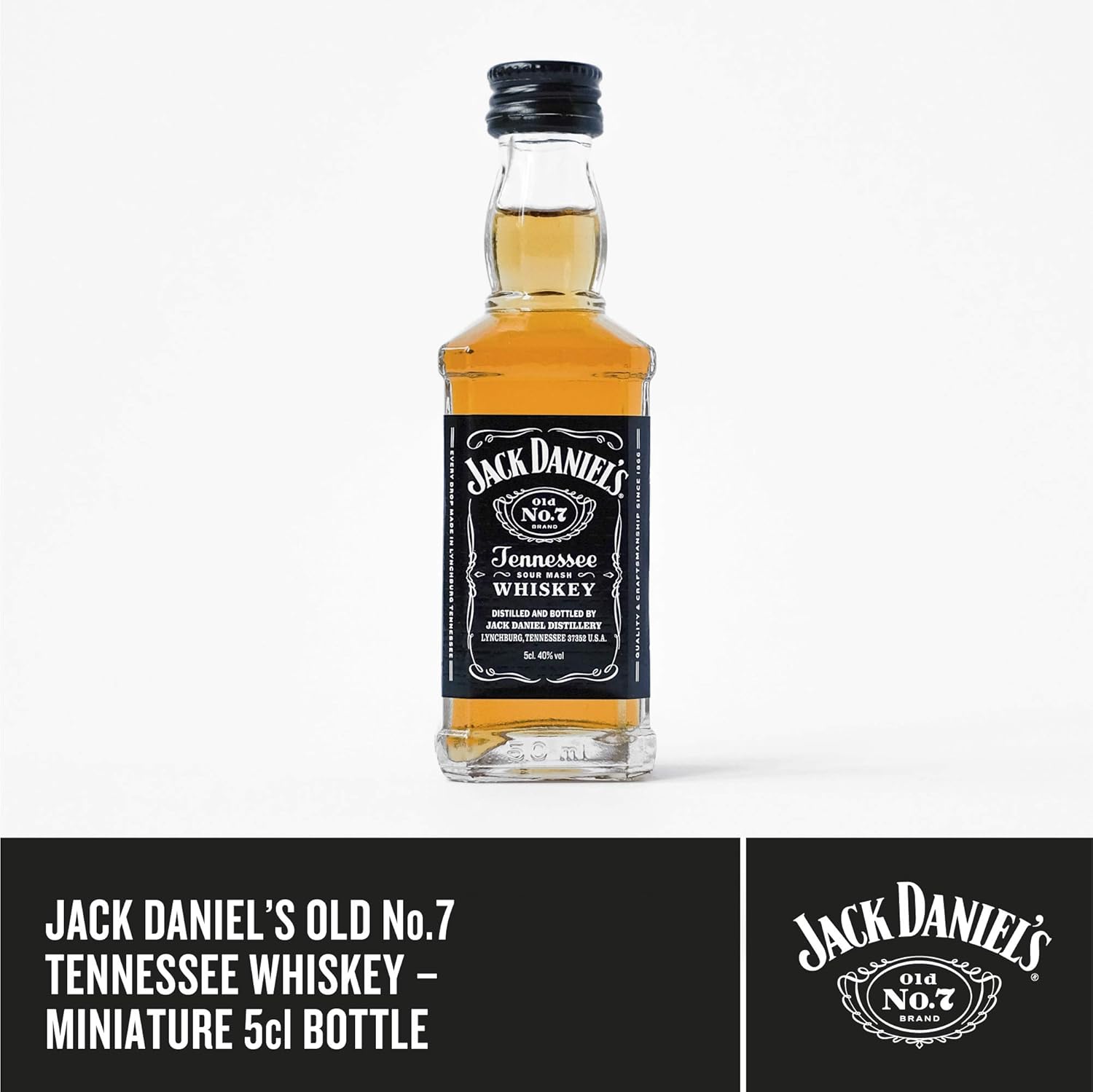 Jack Daniel's Whiskey 5cl Miniature and Hip Flask, Black - Image 5