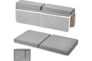 UNIKOO Bath Kneeler and Elbow Rest Pad Set, Comfortable Bath Kneeler with Arm Support and Pockets, Non-Slip Bathtub Kneeling Pad for Baby Bathing, Quick Drying Mat Cushion Painless Memory Foam