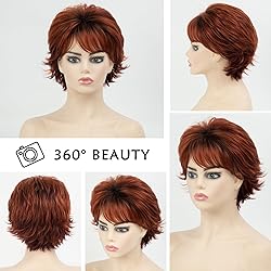 TISHINING Short Ombre Copper Pixie Cut Wigs for
