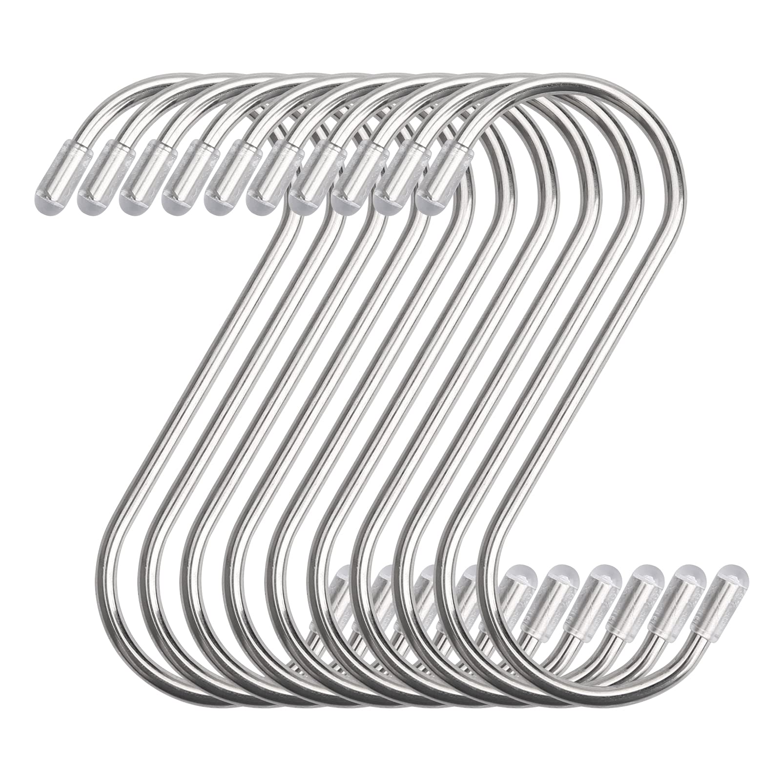 10 Pcs S Hooks Heavy Duty Solid Metal Hangers S Shaped Hook Clothe Hanging Hooks Hanger Stainless Steel Hooks for Family Meal, Garden Plants, Bird Feeders, Home, Office
