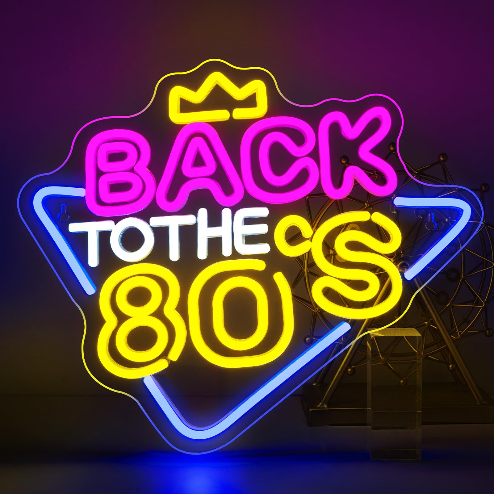 Looklight Back to The 80's Neon Sign Colorful Neon Signs for 80’s Party, Dimmable Letter Neon Light Sign for Bedroom 80s Party Decor Home Bar,Light Up Signs for 80s Theme Party Decorations — image 1