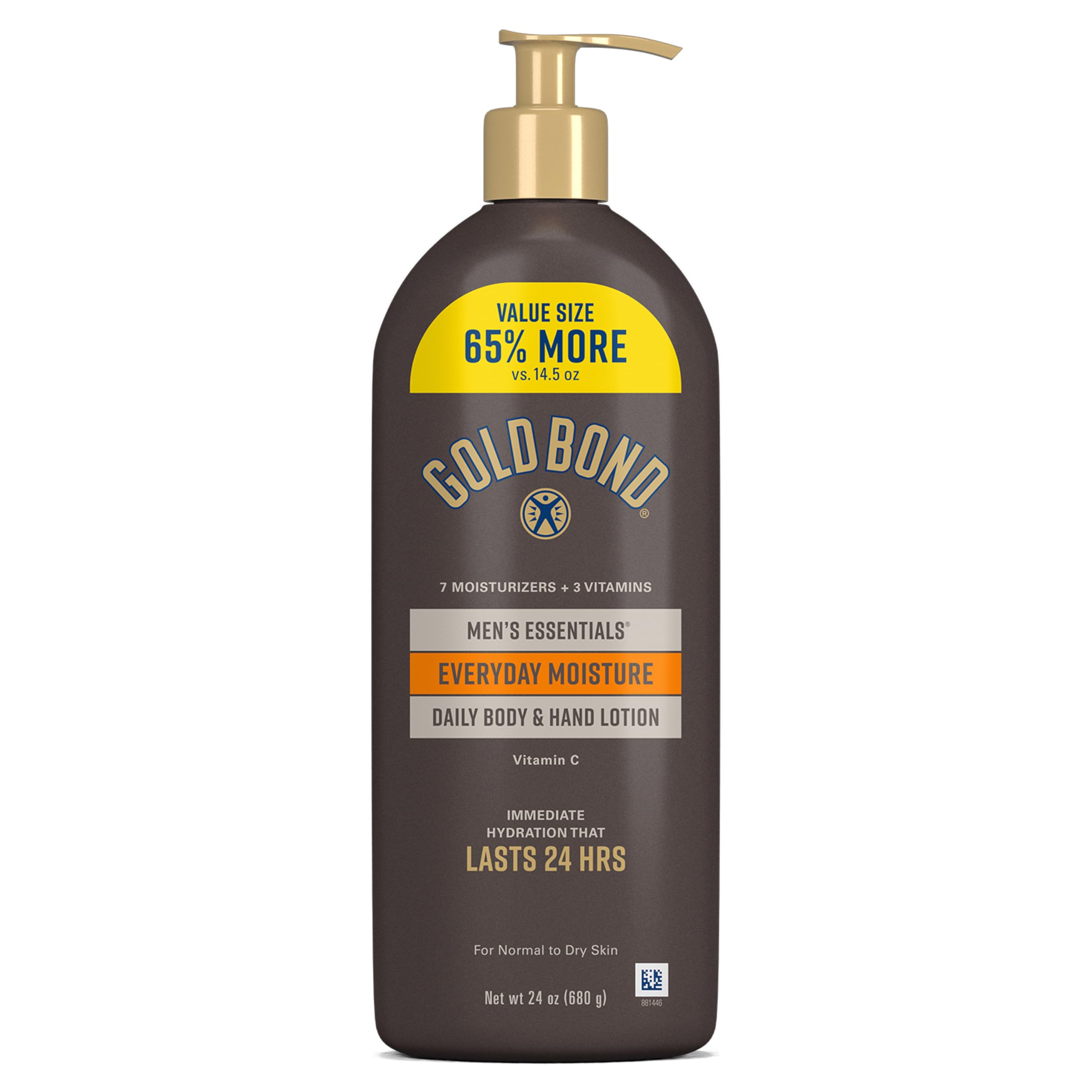 Photo 1 of * DISPENSER BROKEN * Gold Bond Men's Essentials Everyday Moisture Daily Body & Hand Lotion with Vitamin C, Formulated for Men's Dry Skin, Value Size, 24 oz.