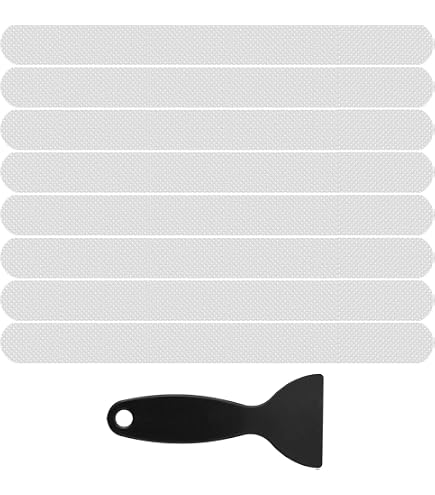 ohodhmnu Lot de 12 bandes adhésives antidérapantes pour baignoire, transparent, texturé, antidérapant pour marches d'escalier ohodhmnu Lot de 12 bandes adhésives antidérapantes pour baignoire, transparent, texturé, antidérapant pour marches d'escalier