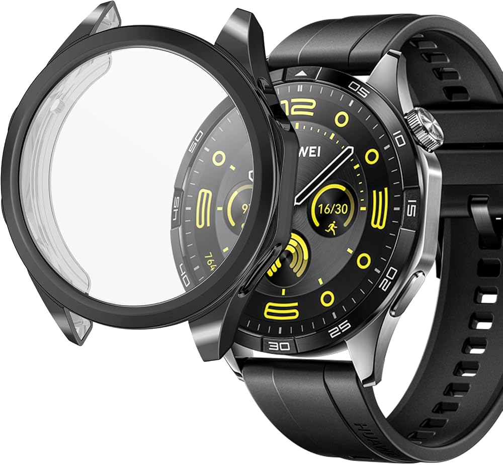 sciuU Case for Huawei Watch GT 4 46mm Black TPU Screen Protector Shockproof