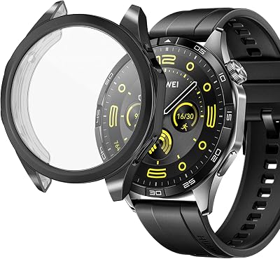 sciuU Case for Huawei Watch GT 4 46mm Black TPU Screen Protector Shockproof