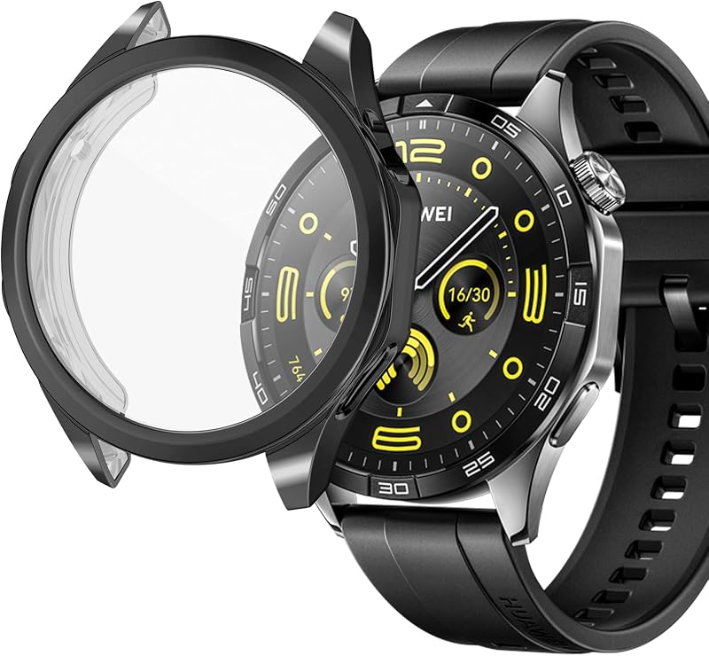 sciuU Case for Huawei Watch GT 4 46mm Black TPU Screen Protector Shockproof
