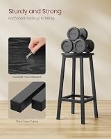 VASAGLE Bar Stools Set of 2 Ebony Black Kitchen Chairs with Metal Frame view 4