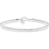 Miabella Italian Solid 925 Sterling Silver, 18K Yellow Gold Plated 4mm Domed Herringbone Snake Chain Link Bracelet for Women Men, Made in Italy