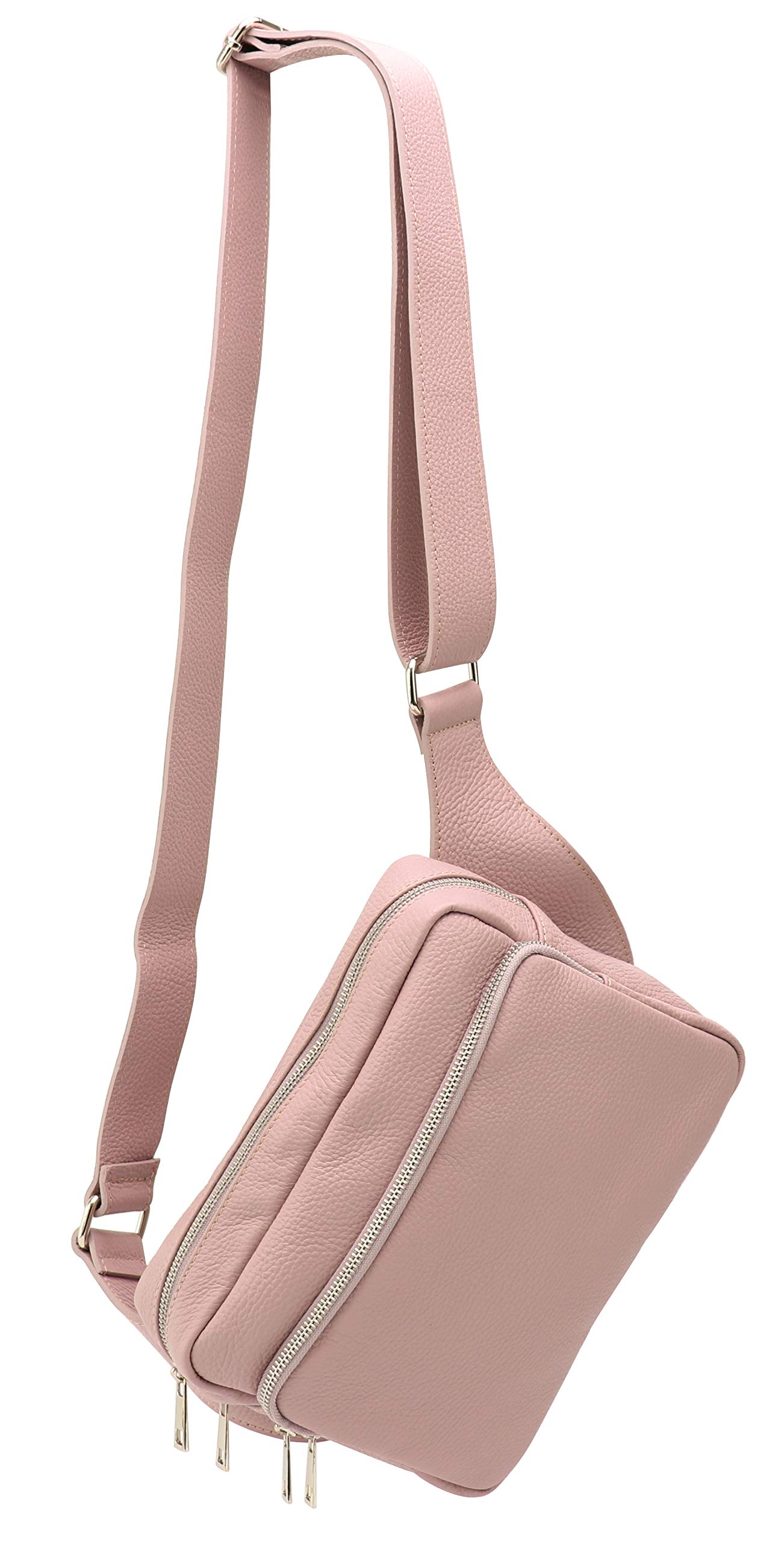 SH Leder Alena G548 Real Leather Waist Bag for Men and Women Unisex Body Bag Belt Bag for Travel Festival Bum Bag Large Crossbody Bag Women Leather Bag 24 x 19 cm, nude