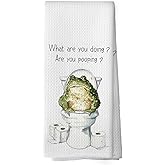 Mcehtle Frog Bathroom Hand Towels, Frog Lovers Gifts for Women Hand Towel for Bathroom Decor, Funny Humorous are You Pooping Decorative Towels for Washroom Toilet 16x24 Inch